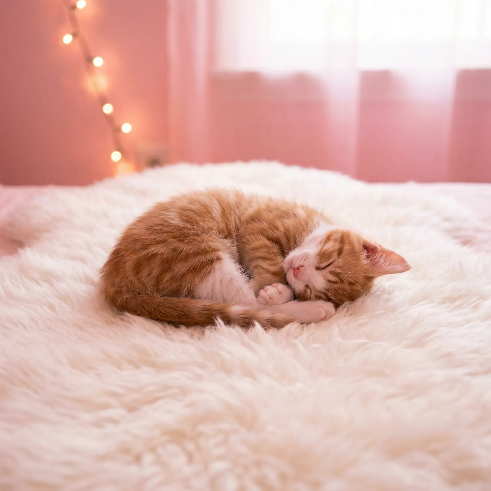 小猫蜷成一团入睡 - 堂色品